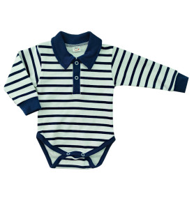 Body z długim rękawem z kołnierzykiem Polo Paski 62-86 cm