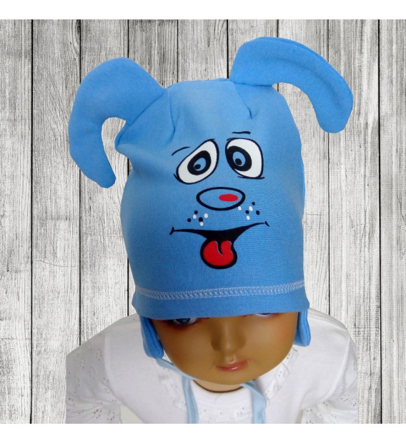 Czapka wiązana z uszami Piesek 18 m-cy +