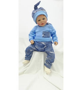 Komplet spodenki + body + czapeczka Jeans