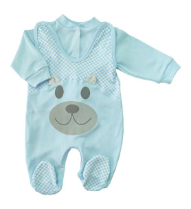 Komplet śpioch + kaftan bawełniany Miś 3D Niebo