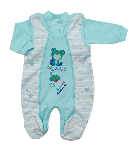 Komplet śpioch + kaftan Odcinany Gwiazdki Turkus