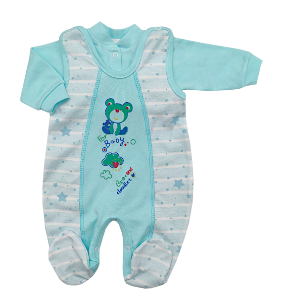 Komplet śpioch + kaftan Odcinany Gwiazdki Turkus