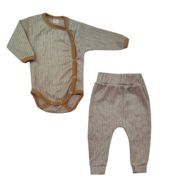 Komplet sweterkowy body + spodenki 62 - 74 Beż 